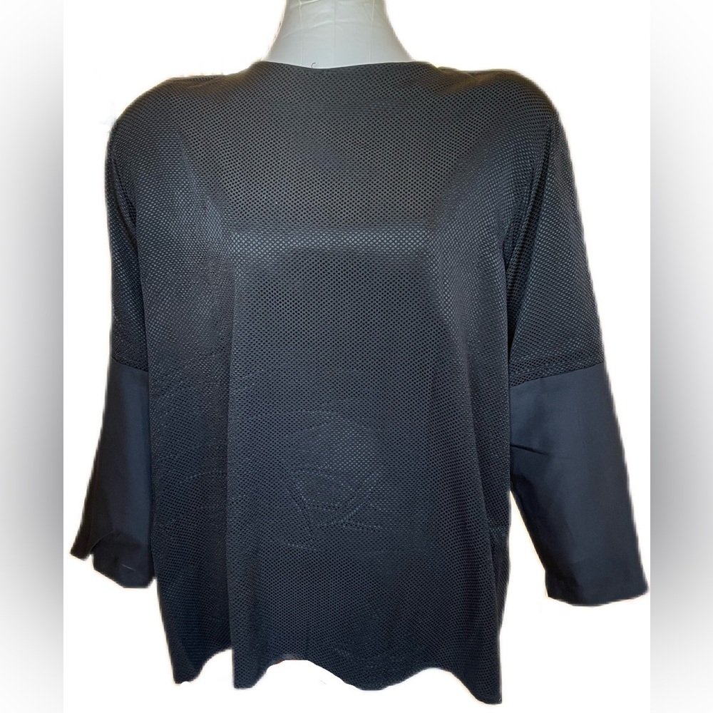 Top Blouse Black 100% Silk The Forgotten Woman Size Plus S (fits Regular Large)